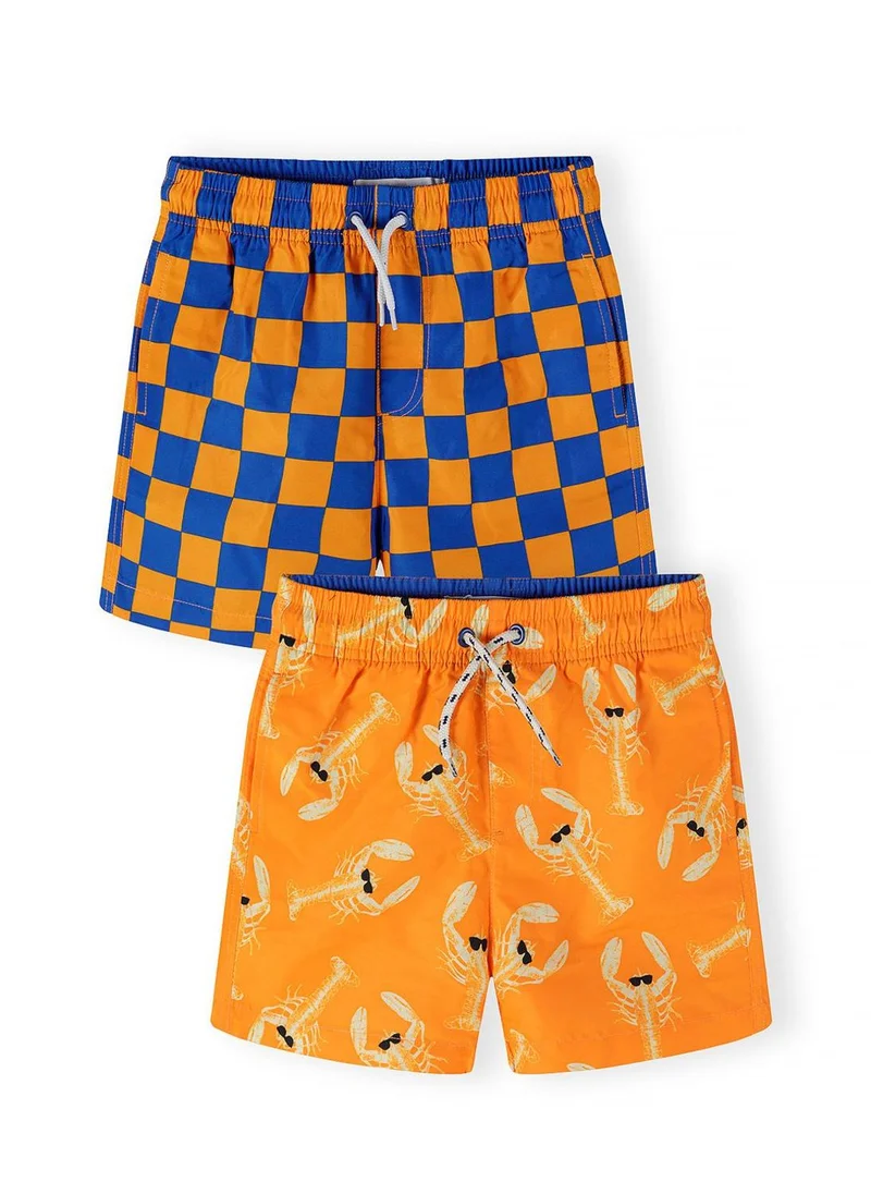 MINOTI Boys 2-pack quick dry swim shorts lobster print orange blue